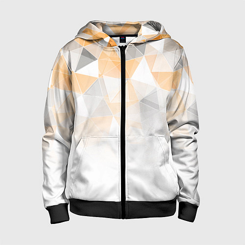 Детская толстовка на молнии Однотонный белый и желто-серый геометрический / 3D-Черный – фото 1