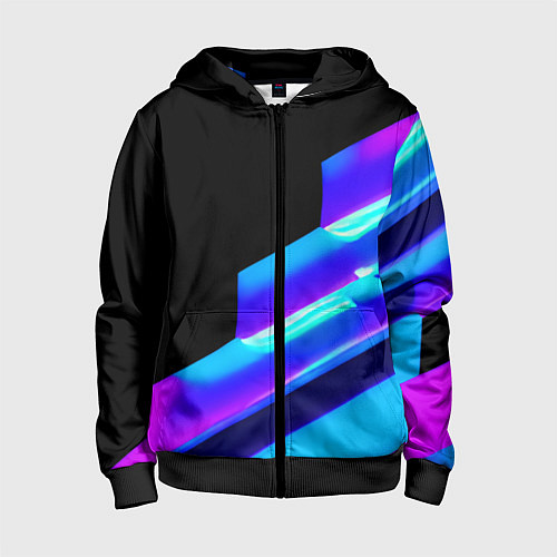 Детская толстовка на молнии Яркие неоновые линии / 3D-Черный – фото 1