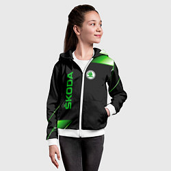 Толстовка на молнии детская Skoda Sport Абстракция, цвет: 3D-белый — фото 2