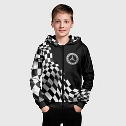 Толстовка на молнии детская Mercedes racing flag, цвет: 3D-черный — фото 2
