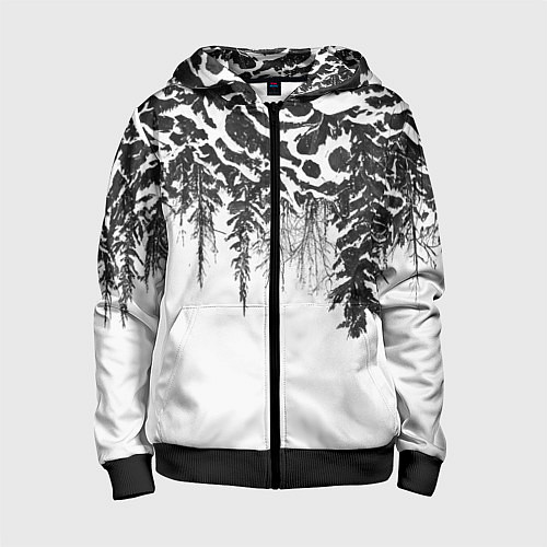 Детская толстовка на молнии Перевёрнутый лес / 3D-Черный – фото 1