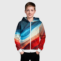 Толстовка на молнии детская Неоновые яркие волны, цвет: 3D-белый — фото 2