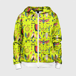 Толстовка на молнии детская National indian items, цвет: 3D-белый