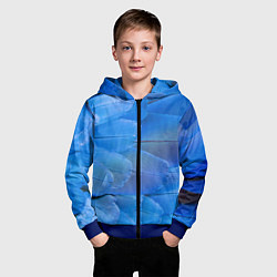 Толстовка на молнии детская Текстура с голубыми перьями, цвет: 3D-синий — фото 2
