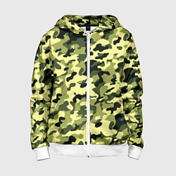 Детская толстовка на молнии Камуфляж Зеленые листья