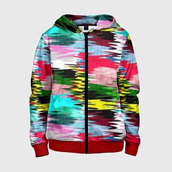 Толстовка на молнии детская Абстрактный многоцветный неоновый узор, цвет: 3D-красный