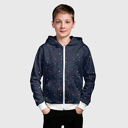 Толстовка на молнии детская Золотые, красные, синие звезды на темно синем, цвет: 3D-белый — фото 2