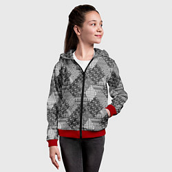Толстовка на молнии детская Black and White Ethnic Patchwork Pattern, цвет: 3D-красный — фото 2