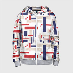 Детская толстовка на молнии Геометрический узор Орион красно-синий на белом
