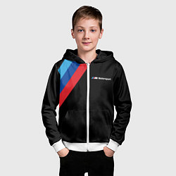 Толстовка на молнии детская BMW Motosport - Три линии, цвет: 3D-белый — фото 2
