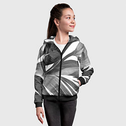 Толстовка на молнии детская Чёрно-белый тропический вайб, цвет: 3D-черный — фото 2