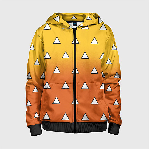 Детская толстовка на молнии Оранжевое кимоно с треугольниками - Зеницу клинок / 3D-Черный – фото 1