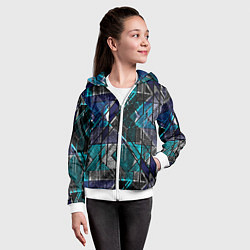 Толстовка на молнии детская Сине - черная гранжевая абстракция, цвет: 3D-белый — фото 2