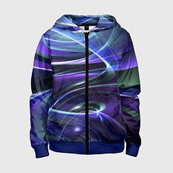 Толстовка на молнии детская Абстрактные цветные полосы, цвет: 3D-синий