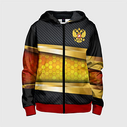 Детская толстовка на молнии Black & gold - герб России