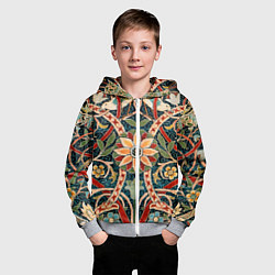 Толстовка на молнии детская Ковер с птицами, цвет: 3D-меланж — фото 2