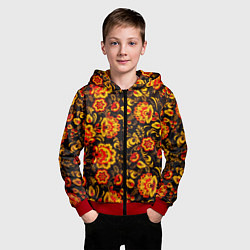Толстовка на молнии детская Хохлома роспись, цвет: 3D-красный — фото 2