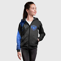 Толстовка на молнии детская Черно-синий герб России, цвет: 3D-черный — фото 2