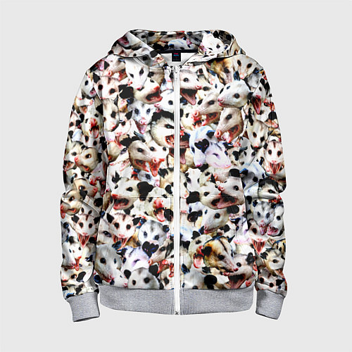 Детская толстовка на молнии Опоссумы / 3D-Меланж – фото 1