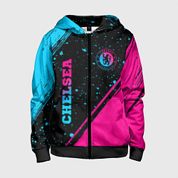 Толстовка на молнии детская Chelsea - neon gradient: надпись, символ, цвет: 3D-черный