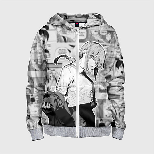 Детская толстовка на молнии Страницы манги - Макима - Человек бензопила / 3D-Меланж – фото 1