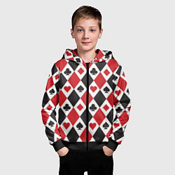 Толстовка на молнии детская Фон из карточных мастей, цвет: 3D-черный — фото 2