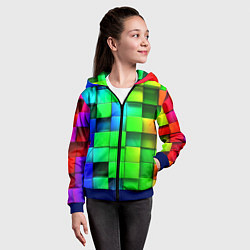 Толстовка на молнии детская Цветные неоновые кубы, цвет: 3D-синий — фото 2