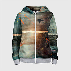 Детская толстовка на молнии Светло-синий абстрактный фон и брызки красок