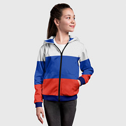 Толстовка на молнии детская Триколор - флаг России плетёный, цвет: 3D-синий — фото 2
