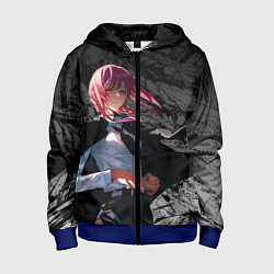 Толстовка на молнии детская Демон контроля : Человек бензопила, цвет: 3D-синий