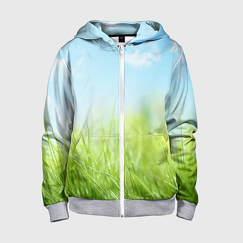Детская толстовка на молнии Зелень и небо / 3D-Меланж – фото 1