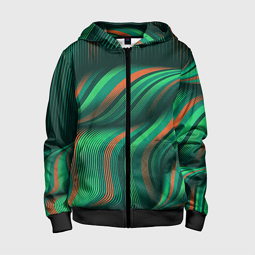 Детская толстовка на молнии Абстрактные объёмные полосы / 3D-Черный – фото 1
