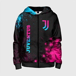 Толстовка на молнии детская Juventus - neon gradient: надпись, символ, цвет: 3D-черный