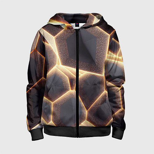 Детская толстовка на молнии Сотовая лава / 3D-Черный – фото 1