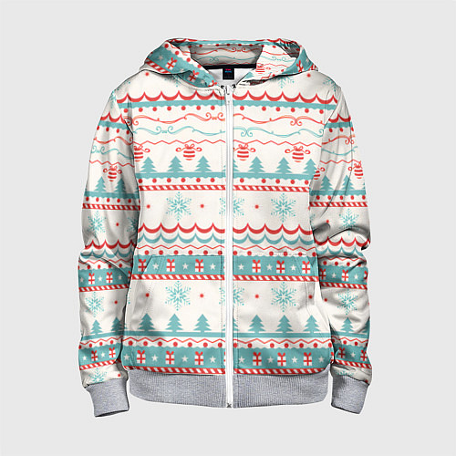 Детская толстовка на молнии Новогодний свитер, но без оленей / 3D-Меланж – фото 1