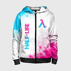 Детская толстовка на молнии Half-Life neon gradient style: надпись, символ