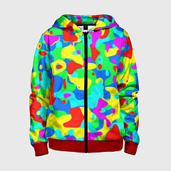 Толстовка на молнии детская Форма маляра - кляксы, цвет: 3D-красный