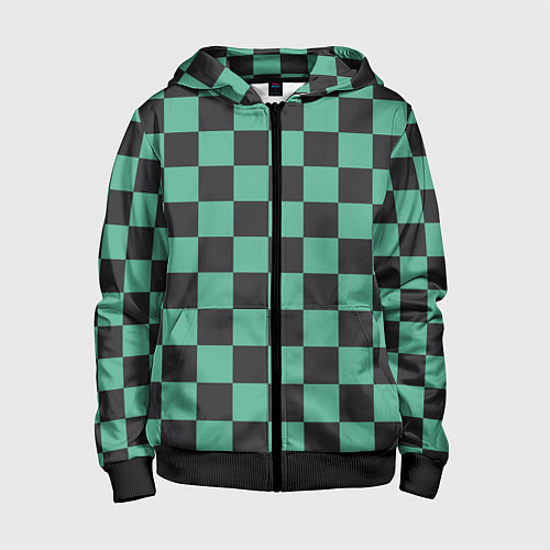 Детская толстовка на молнии Танджиро Камадо клинок рассекающий демонов кимоно / 3D-Черный – фото 1