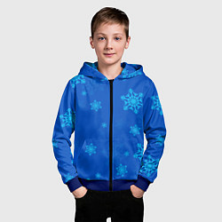 Толстовка на молнии детская Снежинки - синий, цвет: 3D-синий — фото 2