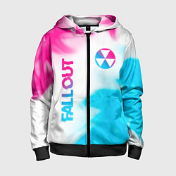 Толстовка на молнии детская Fallout neon gradient style: надпись, символ, цвет: 3D-черный