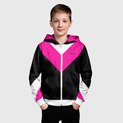 Толстовка на молнии детская FIRM черный с розовой вставкой, цвет: 3D-белый — фото 2