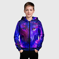 Толстовка на молнии детская Волшебный звездный волк, цвет: 3D-синий — фото 2