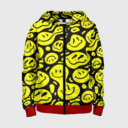 Детская толстовка на молнии Кислотный желтый смайлик
