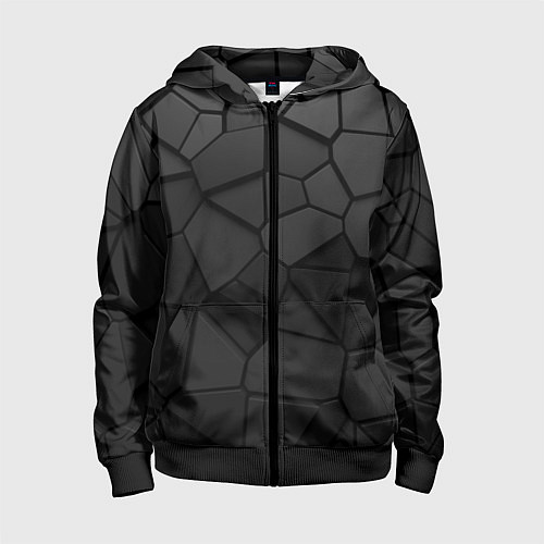 Детская толстовка на молнии Черные стальные плиты / 3D-Черный – фото 1