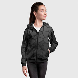 Толстовка на молнии детская Черные стальные плиты, цвет: 3D-черный — фото 2