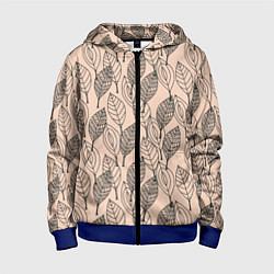 Детская толстовка на молнии Листья штрихованные