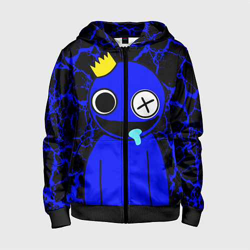 Детская толстовка на молнии Радужные друзья - персонаж Синий / 3D-Черный – фото 1