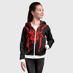 Толстовка на молнии детская Кибер паук с черепом, цвет: 3D-белый — фото 2