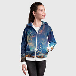 Толстовка на молнии детская Горы и бескрайний космос, цвет: 3D-белый — фото 2