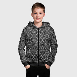 Толстовка на молнии детская Черно-белый геометрический узор Скандинавия, цвет: 3D-черный — фото 2